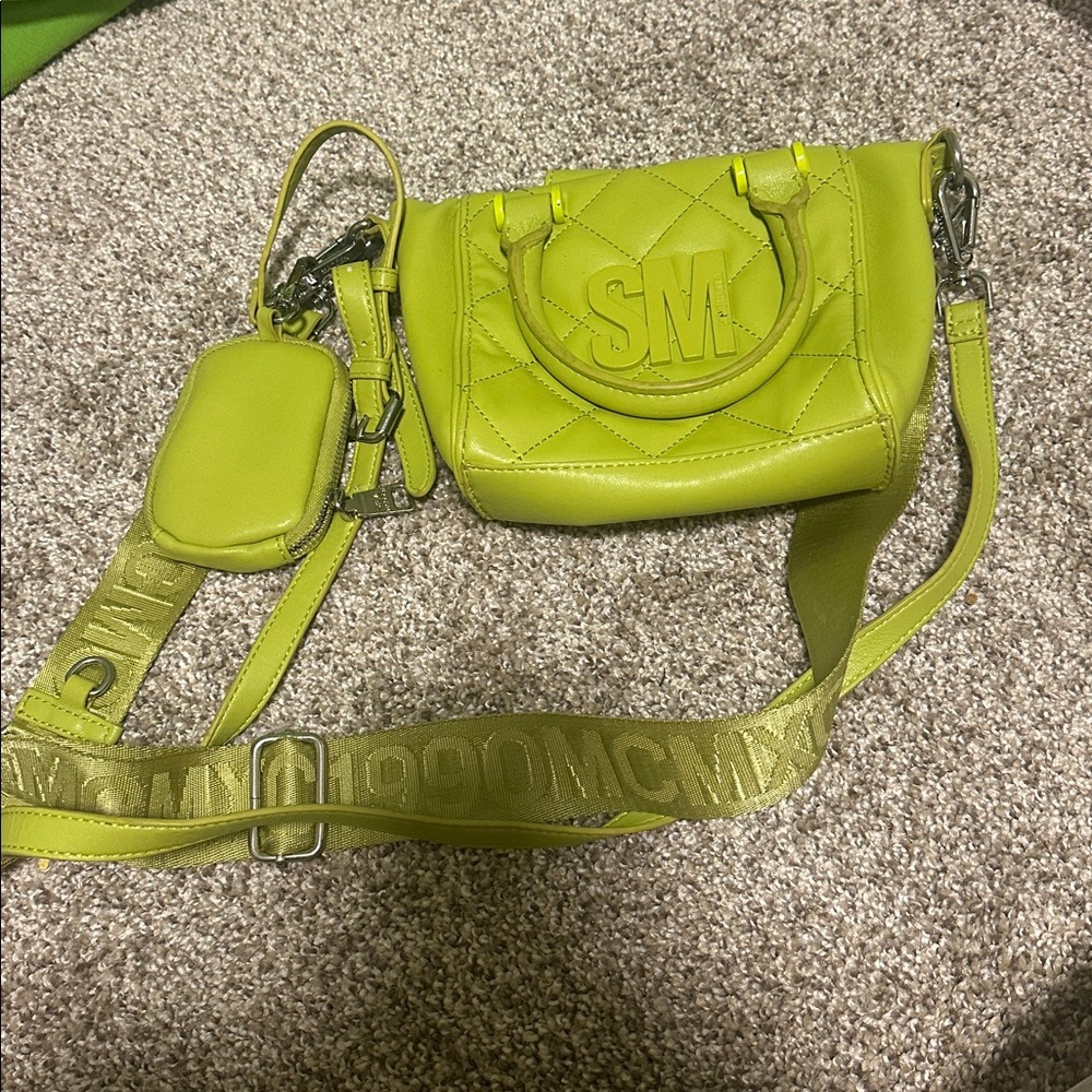 Steve Madden 1990 MCM XC purse Lime Green Quilted Handbag vintage Y2K